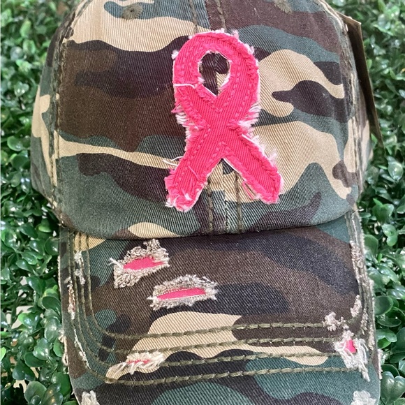 BRAND NEW WITH TAGS Distressed Pink Ribbon “Hope” Baseball Cap - Picture 7 of 7
